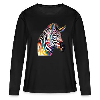 Bunt wie ein Zebra – Hochsensibel und stolz! - Frauen Premium Bio Langarmshirt - Schwarz - Vorne - Julia (174cm)