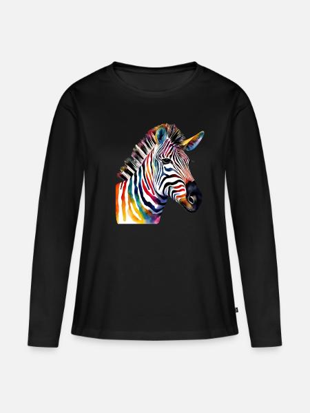 Bunt wie ein Zebra – Hochsensibel und stolz! - Frauen Premium Bio Langarmshirt - Schwarz
