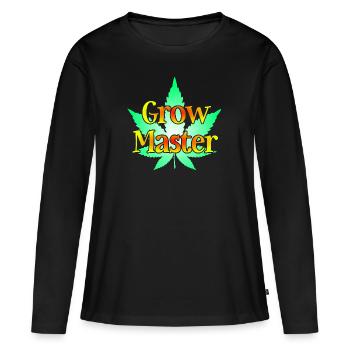 Grow Master - Cannabis - Marijuana - Marihuana - Frauen Premium Bio Langarmshirt - Schwarz - Vorne - Julia (174cm)