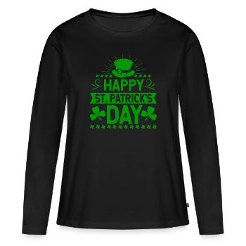 Happy St. Patrick's Day Irland Feiertag Geschenk - Frauen Premium Bio Langarmshirt - Schwarz - Vorne - Julia (174cm)