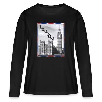 London Big Ben Union Jack - T-shirt manches longues Premium bio Femme - noir - Devant - Julia (174cm)