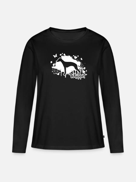 WHIPPET Hunde Mama Hund Windhund Wilsigns - Frauen Premium Bio Langarmshirt - Schwarz