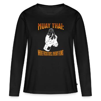 Muay Thai Boxing Muay Thai - Frauen Premium Bio Langarmshirt - Schwarz - Vorne - Julia (174cm)