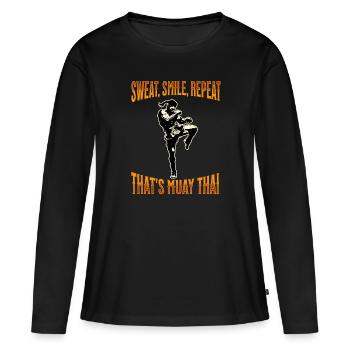 Muay Thai Boxing Muay Thai - Frauen Premium Bio Langarmshirt - Schwarz - Vorne - Julia (174cm)