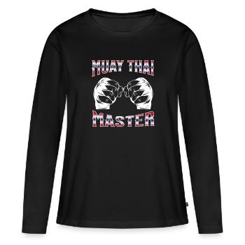 Muay Thai Boxing Muay Thai - Frauen Premium Bio Langarmshirt - Schwarz - Vorne - Julia (174cm)