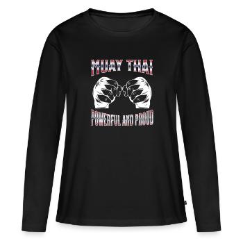 Muay Thai Boxing Muay Thai - Frauen Premium Bio Langarmshirt - Schwarz - Vorne - Julia (174cm)