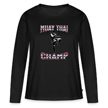 Muay Thai Boxing Muay Thai - Frauen Premium Bio Langarmshirt - Schwarz - Vorne - Julia (174cm)