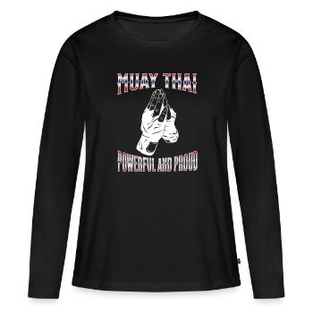 Muay Thai Boxing Muay Thai - Frauen Premium Bio Langarmshirt - Schwarz - Vorne - Julia (174cm)