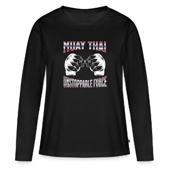 Muay Thai Boxing Muay Thai - Frauen Premium Bio Langarmshirt - Schwarz - Vorne - Julia (174cm)