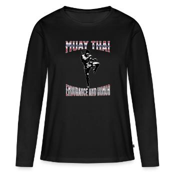 Muay Thai Boxing Muay Thai - Frauen Premium Bio Langarmshirt - Schwarz - Vorne - Julia (174cm)