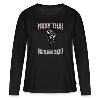 Muay Thai Boxing Muay Thai - Frauen Premium Bio Langarmshirt - Schwarz - Vorne - Julia (174cm)