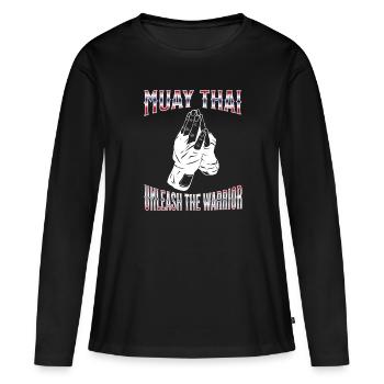Muay Thai Boxing Muay Thai - Frauen Premium Bio Langarmshirt - Schwarz - Vorne - Julia (174cm)