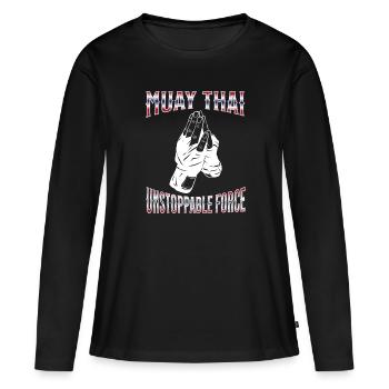 Muay Thai Boxing Muay Thai - Frauen Premium Bio Langarmshirt - Schwarz - Vorne - Julia (174cm)
