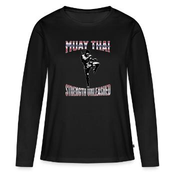 Muay Thai Boxing Muay Thai - Frauen Premium Bio Langarmshirt - Schwarz - Vorne - Julia (174cm)