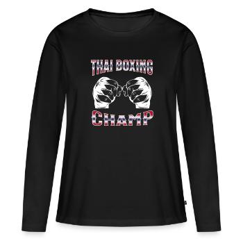 Muay Thai Boxing Muay Thai - Frauen Premium Bio Langarmshirt - Schwarz - Vorne - Julia (174cm)