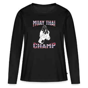 Muay Thai Boxing Muay Thai - Frauen Premium Bio Langarmshirt - Schwarz - Vorne - Julia (174cm)