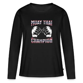 Muay Thai Boxing Muay Thai - Frauen Premium Bio Langarmshirt - Schwarz - Vorne - Julia (174cm)