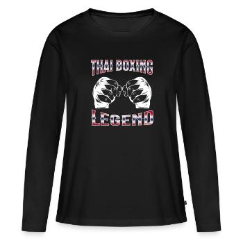 Muay Thai Boxing Muay Thai - Frauen Premium Bio Langarmshirt - Schwarz - Vorne - Julia (174cm)