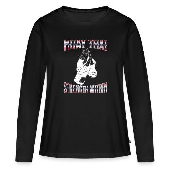 Muay Thai Boxing Muay Thai - Frauen Premium Bio Langarmshirt - Schwarz - Vorne - Julia (174cm)