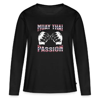 Muay Thai Boxe Muay Thai - T-shirt manches longues Premium bio Femme - noir - Devant - Julia (174cm)
