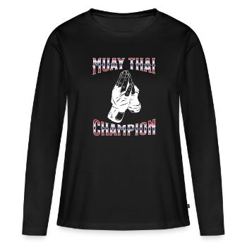 Muay Thai Boxing Muay Thai - Frauen Premium Bio Langarmshirt - Schwarz - Vorne - Julia (174cm)