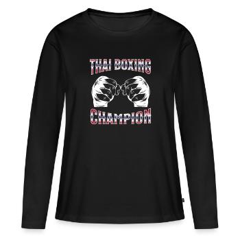 Muay Thai Boxing Muay Thai - Frauen Premium Bio Langarmshirt - Schwarz - Vorne - Julia (174cm)