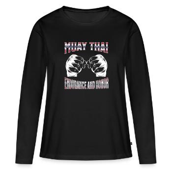 Muay Thai Boxing Muay Thai - Frauen Premium Bio Langarmshirt - Schwarz - Vorne - Julia (174cm)