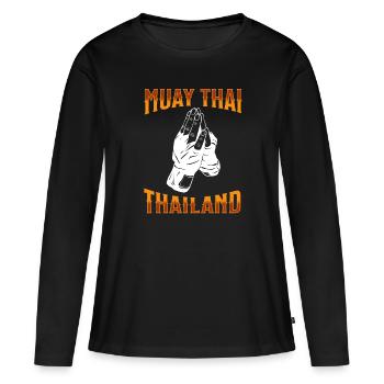 Muay Thai Boxing Muay Thai - Frauen Premium Bio Langarmshirt - Schwarz - Vorne - Julia (174cm)