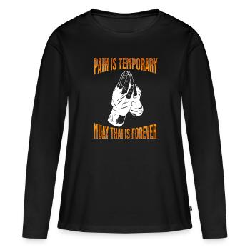 Muay Thai Boxing Muay Thai - Frauen Premium Bio Langarmshirt - Schwarz - Vorne - Julia (174cm)