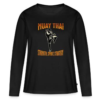 Muay Thai Boxing Muay Thai - Frauen Premium Bio Langarmshirt - Schwarz - Vorne - Julia (174cm)