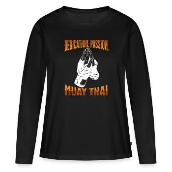 Muay Thai Boxing Muay Thai - Frauen Premium Bio Langarmshirt - Schwarz - Vorne - Julia (174cm)