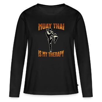 Muay Thai Boxing Muay Thai - Frauen Premium Bio Langarmshirt - Schwarz - Vorne - Julia (174cm)