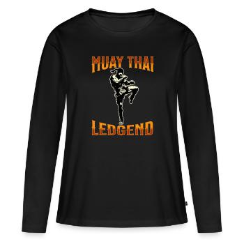 Muay Thai Boxing Muay Thai - Frauen Premium Bio Langarmshirt - Schwarz - Vorne - Julia (174cm)