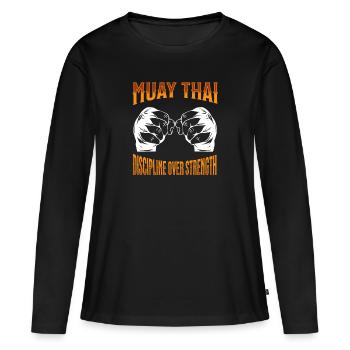 Muay Thai Boxing Muay Thai - Frauen Premium Bio Langarmshirt - Schwarz - Vorne - Julia (174cm)