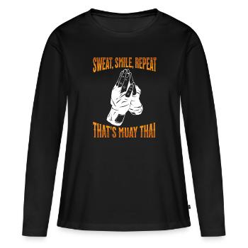 Muay Thai Boxing Muay Thai - Frauen Premium Bio Langarmshirt - Schwarz - Vorne - Julia (174cm)