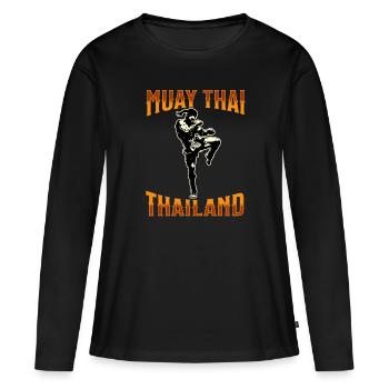 Muay Thai Boxing Muay Thai - Frauen Premium Bio Langarmshirt - Schwarz - Vorne - Julia (174cm)