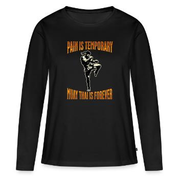 Muay Thai Boxe Muay Thai - T-shirt manches longues Premium bio Femme - noir - Devant - Julia (174cm)
