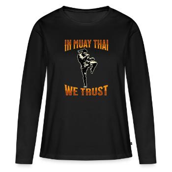 Muay Thai Boxing Muay Thai - Frauen Premium Bio Langarmshirt - Schwarz - Vorne - Julia (174cm)