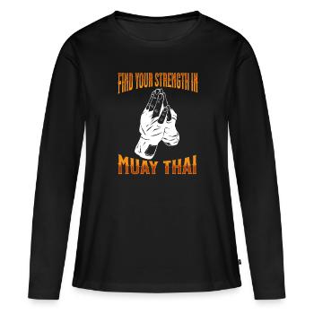 Muay Thai Boxing Muay Thai - Frauen Premium Bio Langarmshirt - Schwarz - Vorne - Julia (174cm)