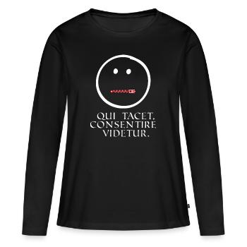 qui se tait semble être d'accord que le latin sait - T-shirt manches longues Premium bio Femme - noir - Devant - Julia (174cm)