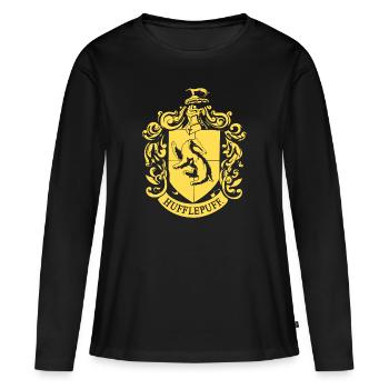 Harry Potter Emblème Hufflepuff - T-shirt manches longues Premium bio Femme - noir - Devant - Julia (174cm)