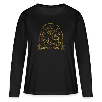 Harry Potter Emblème Gryffindor - T-shirt manches longues Premium bio Femme - noir - Devant - Julia (174cm)