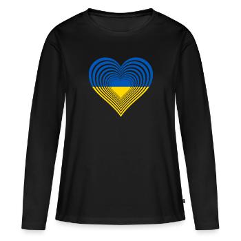 Ukraine - Frauen Premium Bio Langarmshirt - Schwarz - Vorne - Julia (174cm)