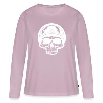 Skeleton Biker - T-shirt manches longues Premium bio Femme - rose poudré - Devant - Julia (174cm)