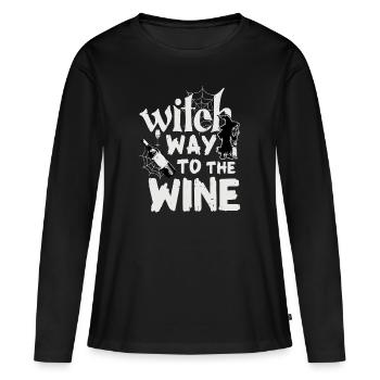 Halloween | Witch way to the Wine | Witches and wine - Women's Premium Organic Long Sleeve Shirt - black - Front - Julia (174cm)