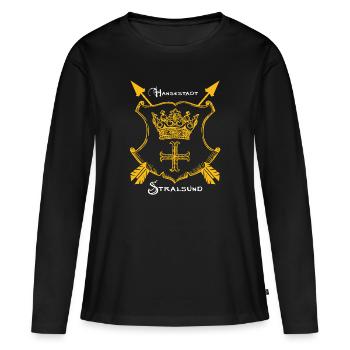 Ville hanséatique de Stralsund - T-shirt manches longues Premium bio Femme - noir - Devant - Julia (174cm)