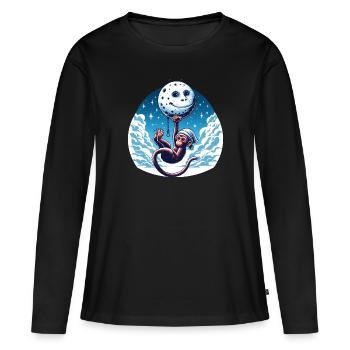 Monkey Moon Funny Animals - Women's Premium Organic Long Sleeve Shirt - black - Front - Julia (174cm)