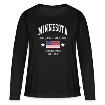 Minnesota - T-shirt manches longues Premium bio Femme - noir - Devant - Julia (174cm)