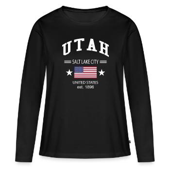 Utah - T-shirt manches longues Premium bio Femme - noir - Devant - Julia (174cm)