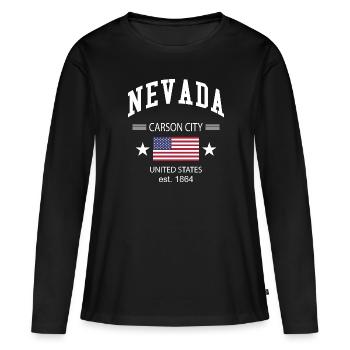 Nevada - T-shirt manches longues Premium bio Femme - noir - Devant - Julia (174cm)
